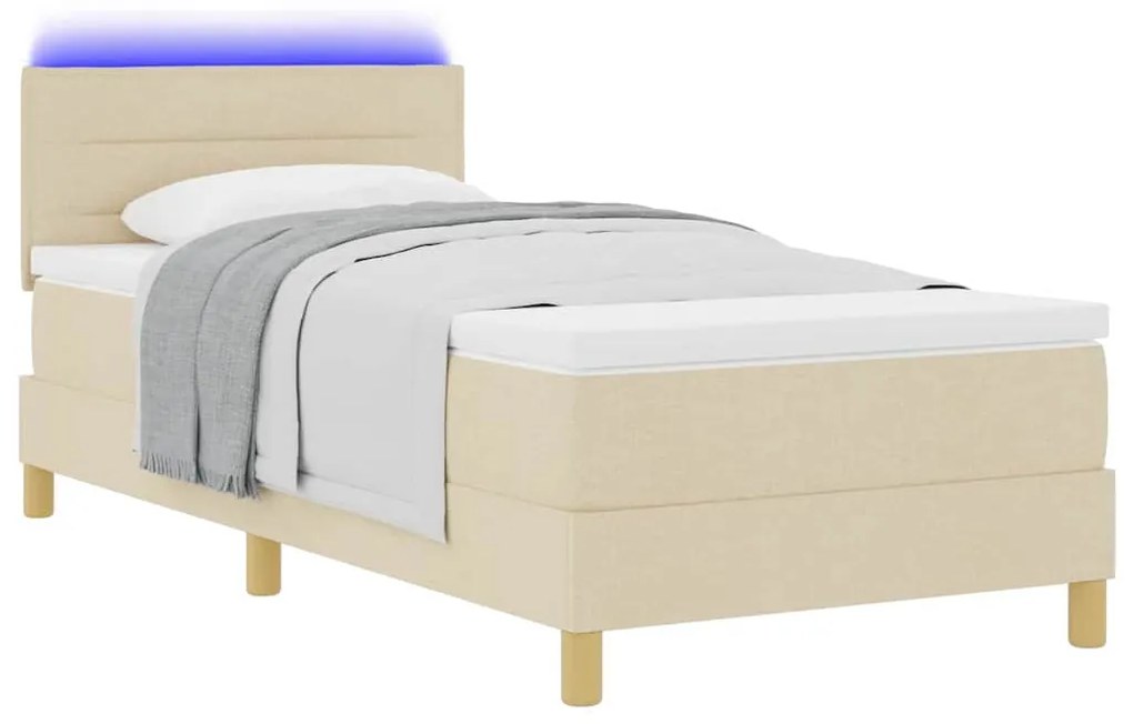 vidaXL Κρεβάτι με ελατήρια με στρώμα Κρεμ 100 x 200 cm ύφασμα