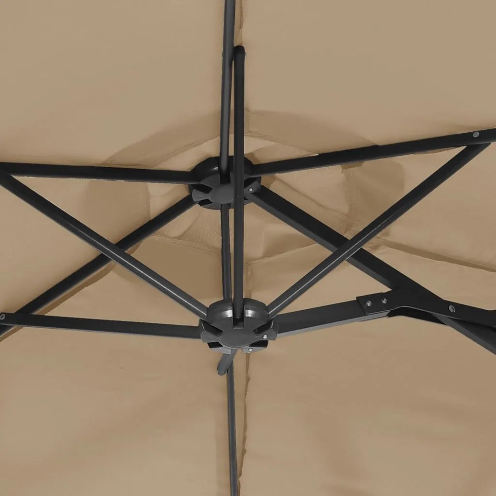 vidaXL Ομπρέλα Κήπου με Διπλή Κορυφή Taupe 316 x 145 εκ.