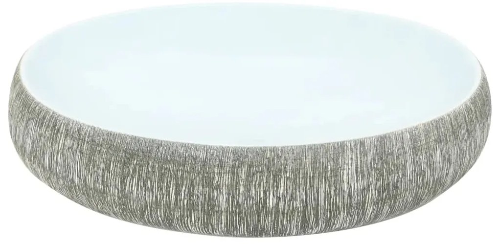 vidaXL Νιπτήρας Οβάλ Γκρι και Μπλε 59 x 40 x 15 εκ. Κεραμικός