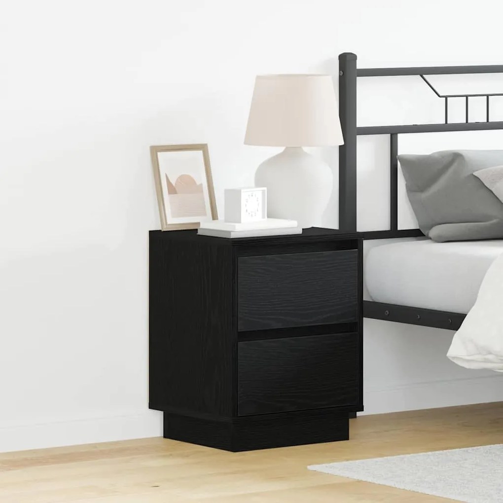vidaXL Κομοδίνο με συρτάρι Μαύρο 39 x 34.5 x 50 εκ. Επεξεργασμένο ξύλο
