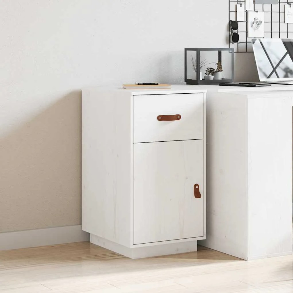 vidaXL Ντουλάπι Γραφείου Λευκό 40 x 50 x 75 εκ. Μασίφ Ξύλο Πεύκου