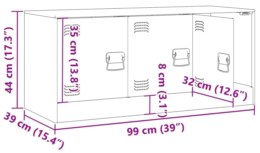 Έπιπλο Τηλεόρασης Μαύρο 99x39x44 εκ. από Ατσάλι - Μαύρο