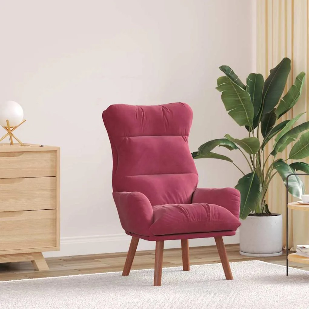 vidaXL Χαλαρωτική Πολυθρόνα Κόκκινο 69 x 74 x 93 εκ. Βελούδο