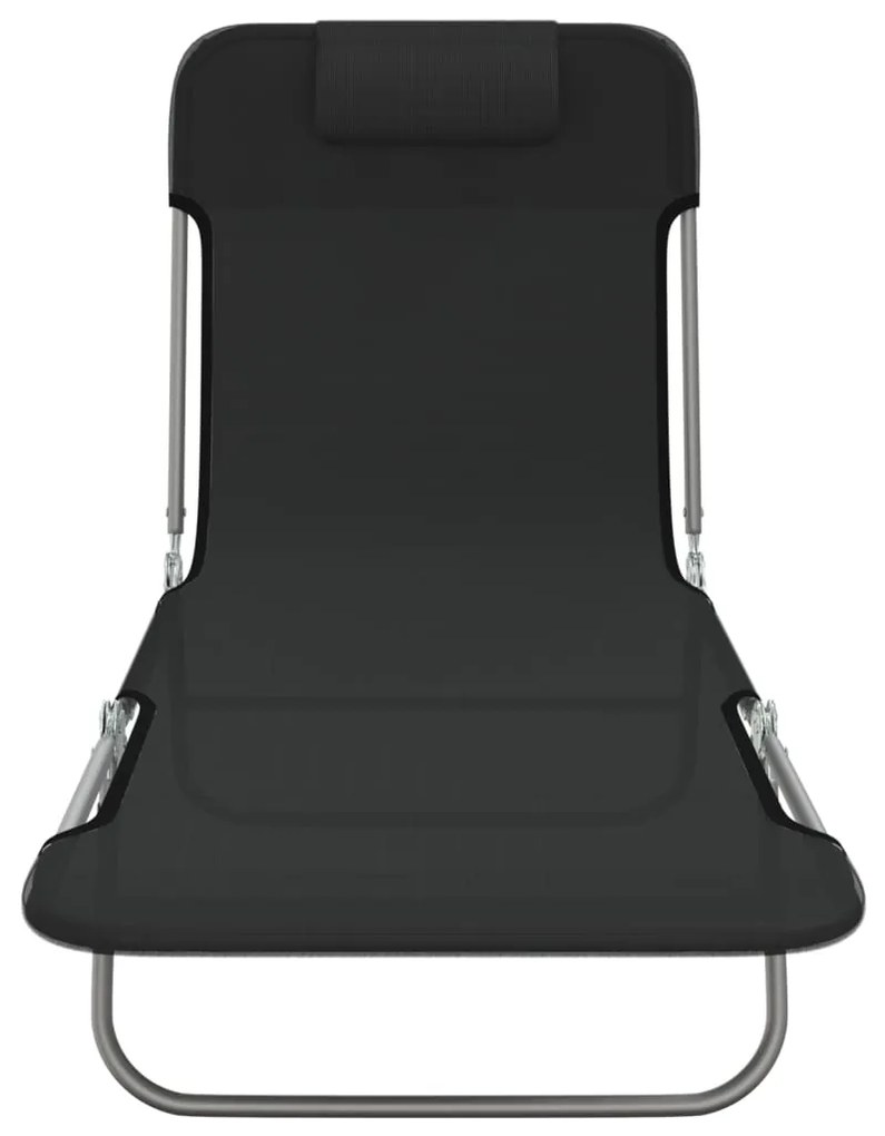 vidaXL Ξαπλώστρες Πτυσσόμενες 2 τεμ. Μαύρες από Textilene &amp; Ατσάλι