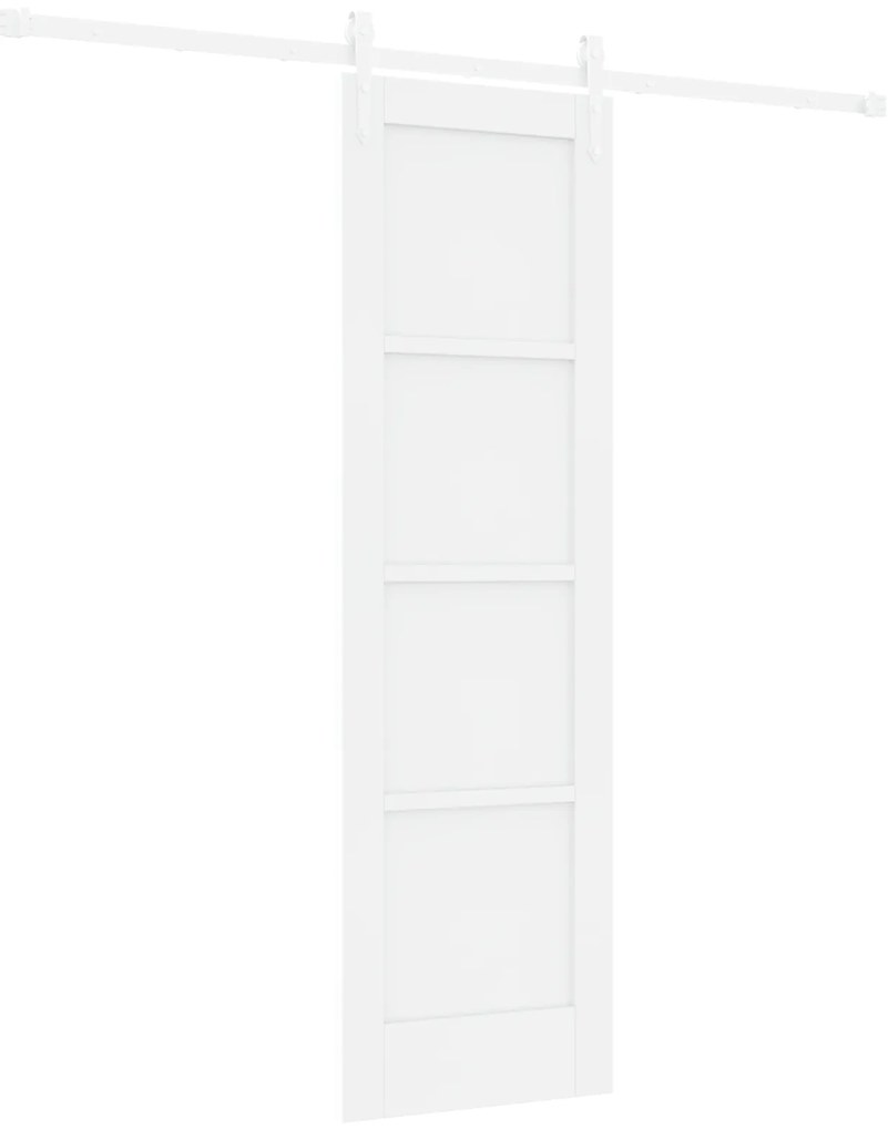 vidaXL Συρόμενη Πόρτα με Σετ Υλικών Λευκή 61x198.5 εκ. Συμπαγές Ξύλο Πεύκου