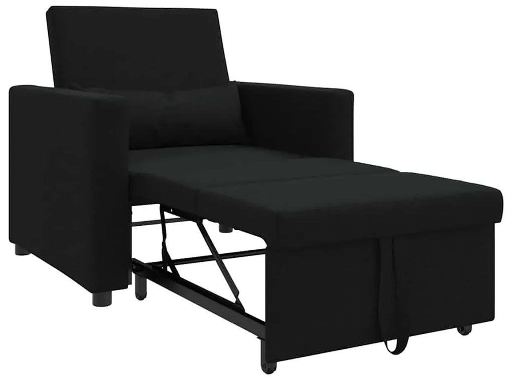 vidaXL Μονός καναπές-κρεβάτι Μαύρο 90 x 165 x 87 εκ. ύφασμα