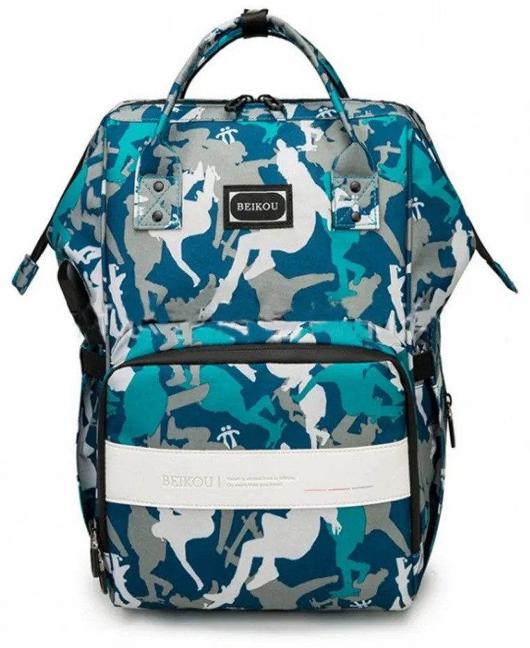 Τσάντα Μωρού Πλάτης B-264 Παραλλαγή 38x25x17 Blue Beikou Ύφασμα