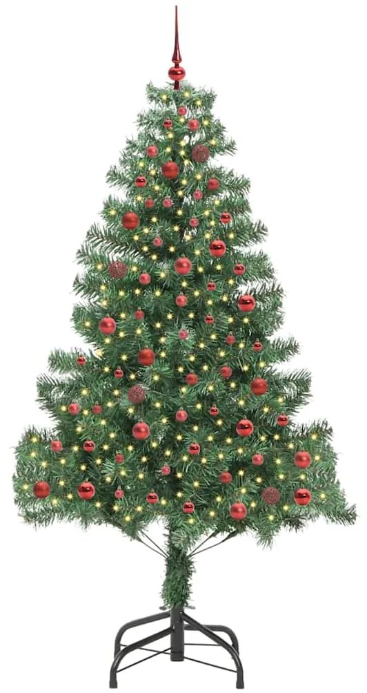 vidaXL Χριστουγεννιάτικο Δέντρο με 300 LED με βάση Πράσινο 210 cm PVC