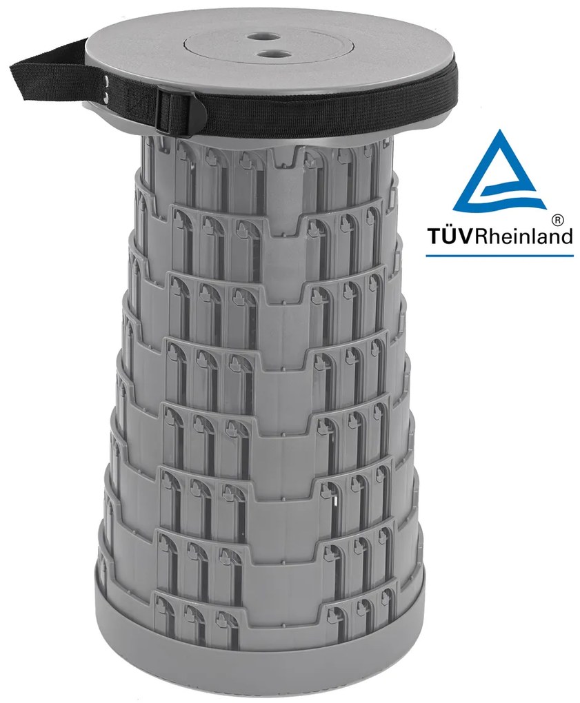 POWERTECH πτυσσόμενο καρεκλάκι HUH-0231, αντοχή έως 250kg, 25.5x45cm, γκρι