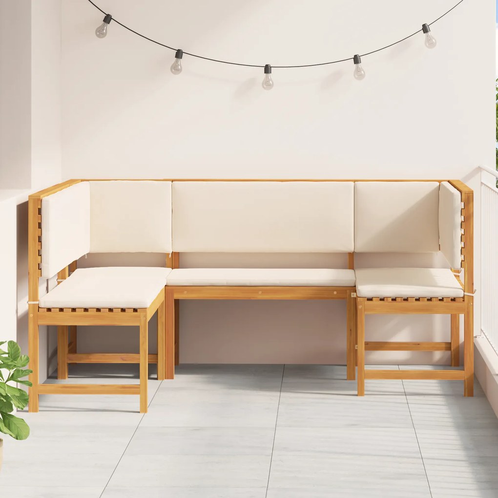 vidaXL Σετ Παγκάκι Κήπου 3 pcs Καφέ Μασίφ ξύλο ακακίας