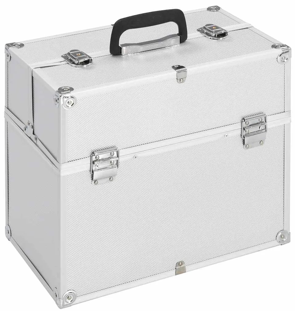 vidaXL Βαλίτσα Μακιγιάζ Ασημί 38x23x34 εκ. Αλουμινίου