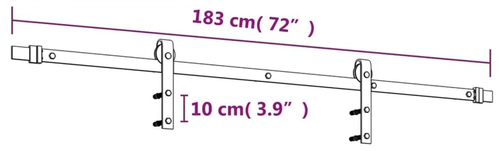 Συρόμενη Μεσόπορτα με Μηχανισμό 90 x 210 εκ. Μασίφ Ξύλο Πεύκου - Καφέ