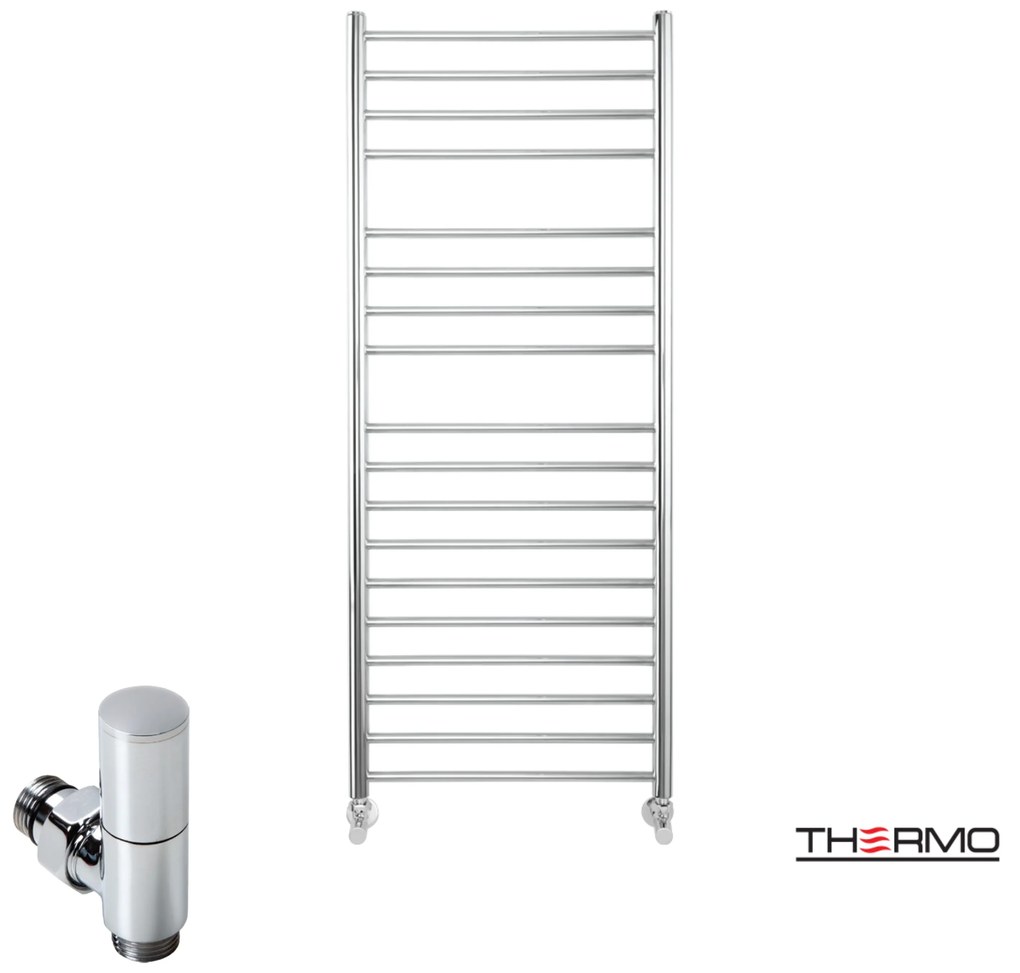 Thermo BELLAVIA Θερμαινόμενη πετσετοκρεμάστρα από ανοξείδωτο χάλυβα με υδραυλική λειτουργία, 120x50cm Inox Polished