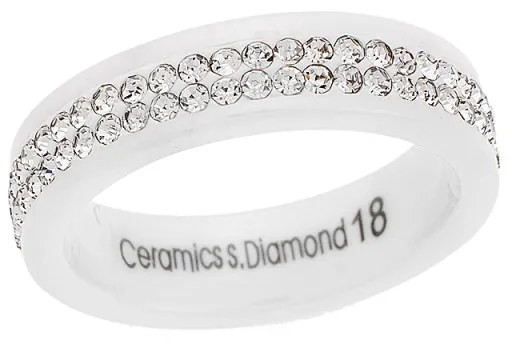 Δαχτυλίδι SENZA White Ceramic Steel Crystals