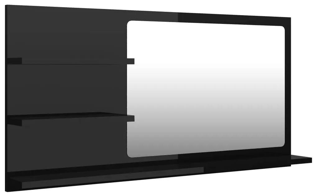 Καθρέφτης Μπάνιου Γυαλιστερό Μαύρο 90x10,5x45 εκ. Μοριοσανίδα - Μαύρο