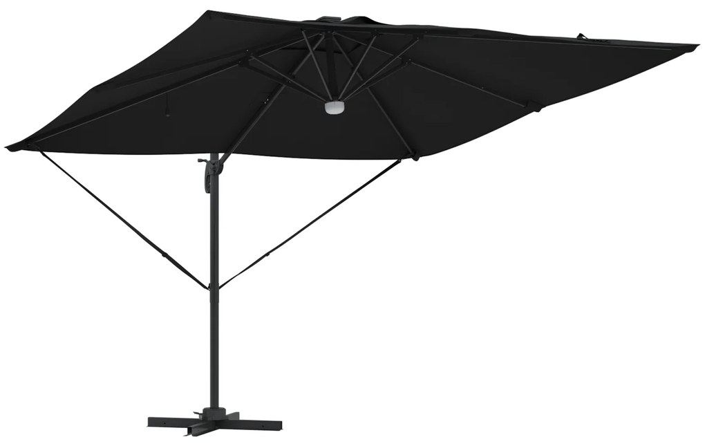 vidaXL Ομπρέλα Βραχίονα Roma με LEDs Μαύρη 286x285x270 εκ. Αλουμίνιο