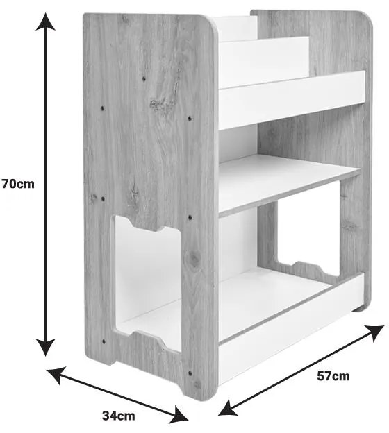 Ραφιέρα Seagull φυσικό-λευκό mdf 57x34x70εκ 57x34x70 εκ.