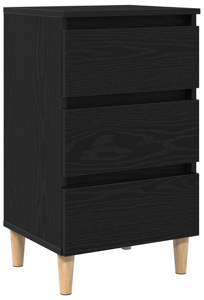vidaXL Κομοδίνο με Ξύλινο Πόδι Μαύρη Δρυς 40x35x69 εκ