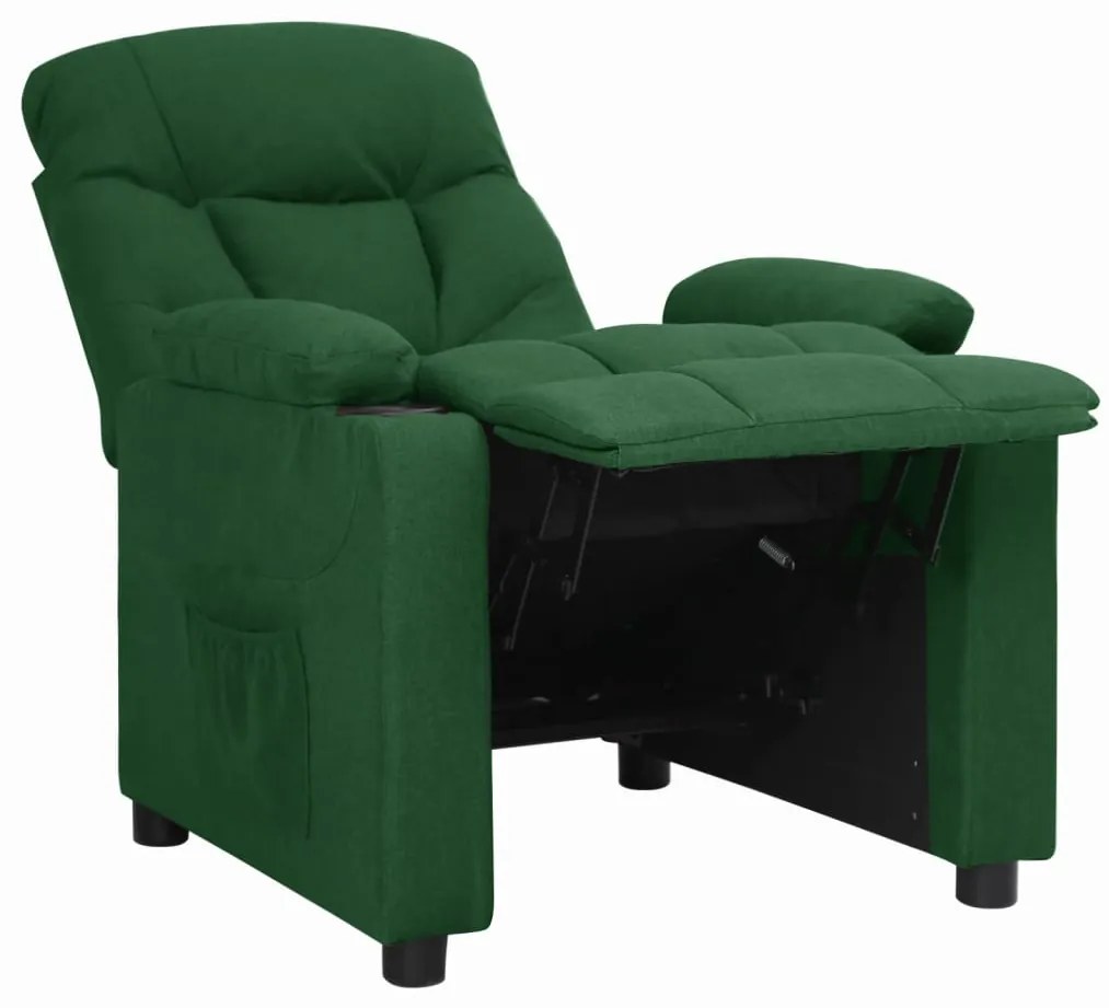 vidaXL Πολυθρόνα Ανακλινόμενη Σκούρο Πράσινο Υφασμάτινη