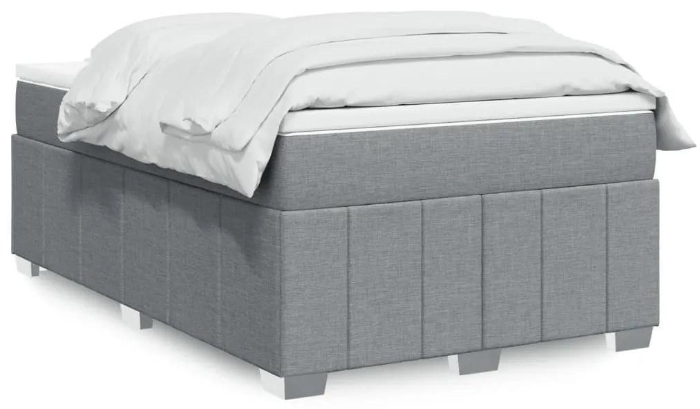 vidaXL Κρεβάτι Boxspring με Στρώμα Ανοιχτό Γκρι 120x200 εκ. Υφασμάτινο