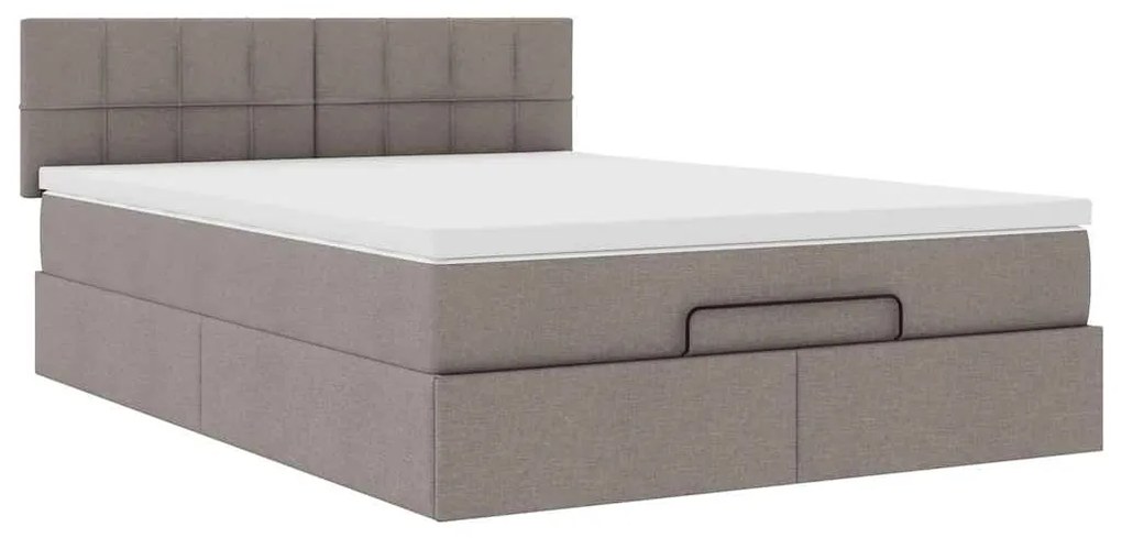 vidaXL Οθωμανικό κρεβάτι με στρώμα Taupe 140x200cm ύφασμα