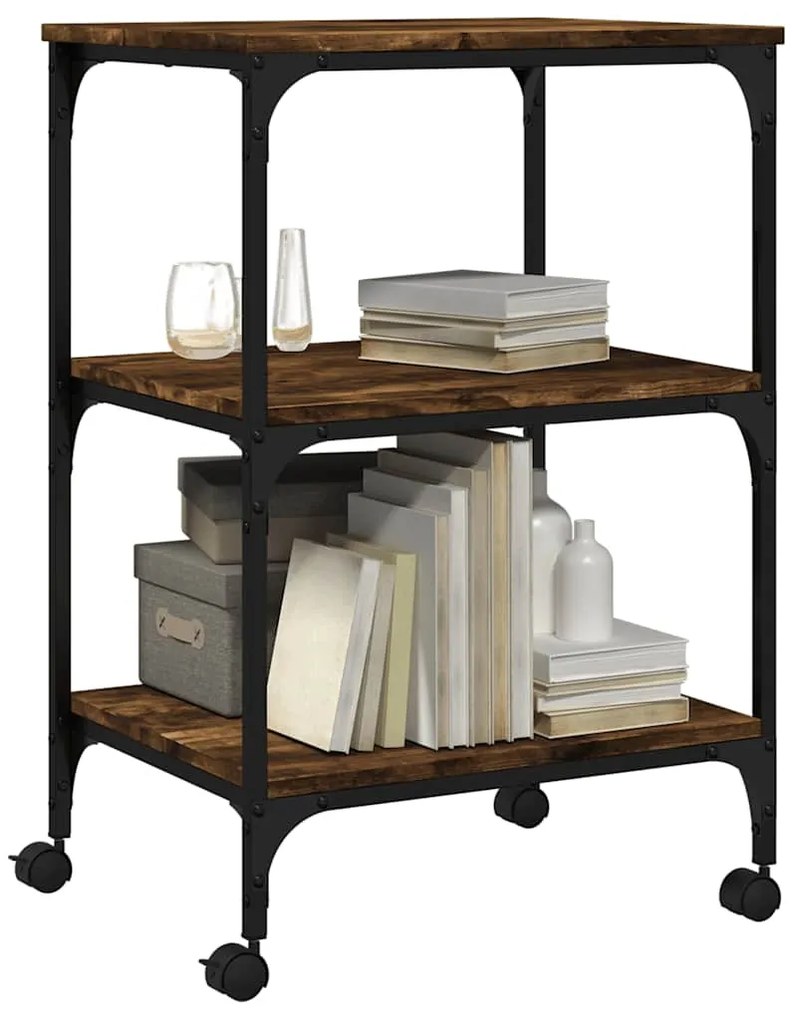 vidaXL Βάση Εκτυπωτή 3 Επιπέδων Καπνιστή Δρυς 50x41x75 εκ Επεξ. Ξύλο