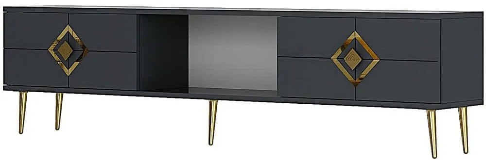 Έπιπλο Τηλεόρασης Robber 475OLV3079 150x29,6x40,6cm Anthracite-Gold