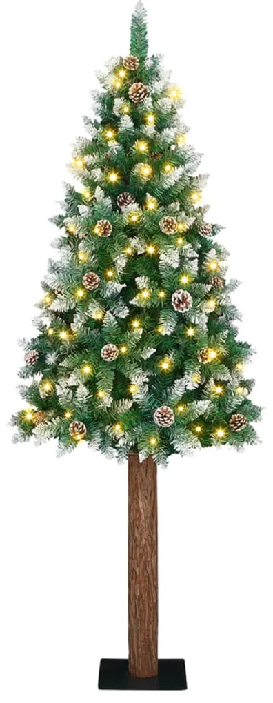 vidaXL Λεπτό Χριστουγεννιάτικο Δέντρο με 300 LEDs Πράσινο 210 εκ. PVC