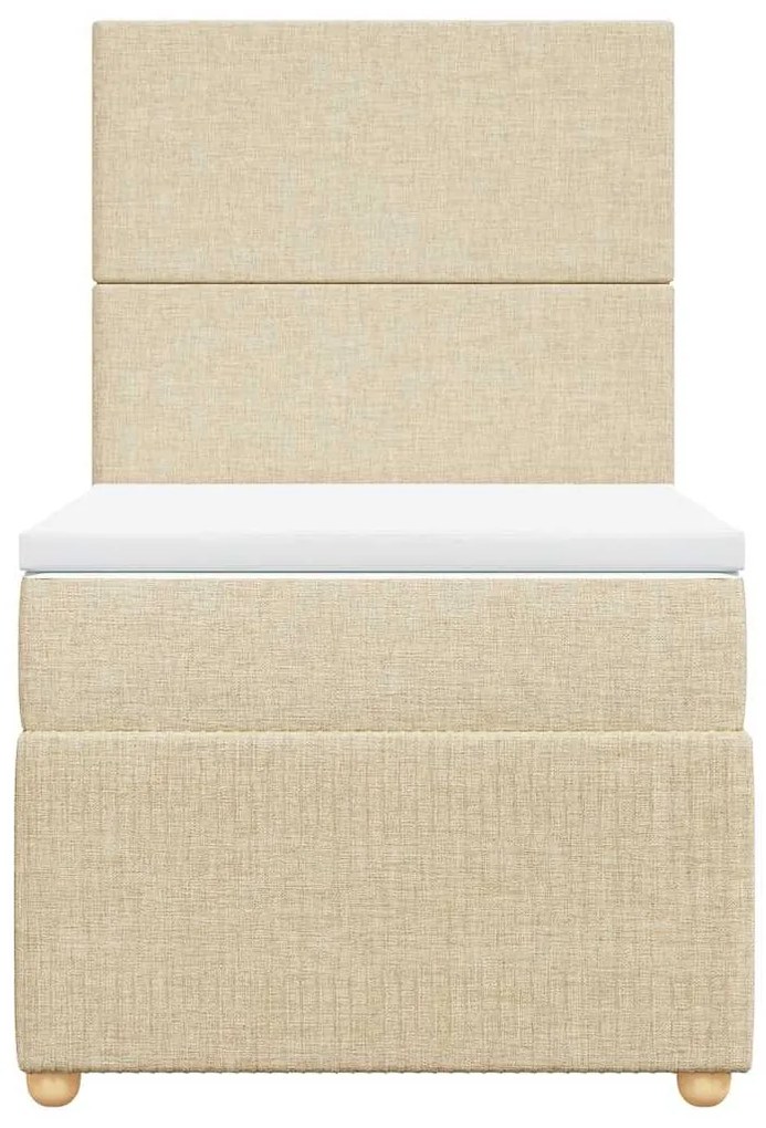 vidaXL Κρεβάτι Boxspring με Στρώμα Κρεμ 100 x 200 εκ. Υφασμάτινο