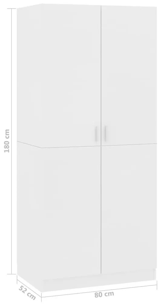 Ντουλάπα Λευκή 80 x 52 x 180 εκ. από Επεξ. Ξύλο - Λευκό