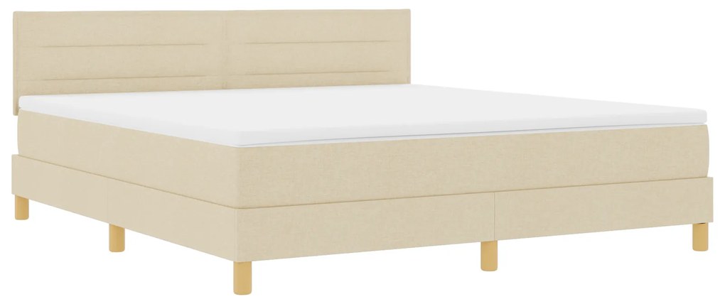 vidaXL Κρεβάτι Box Spring με Στρώμα & LED Κρεμ 180x200 εκ. Ύφασμα