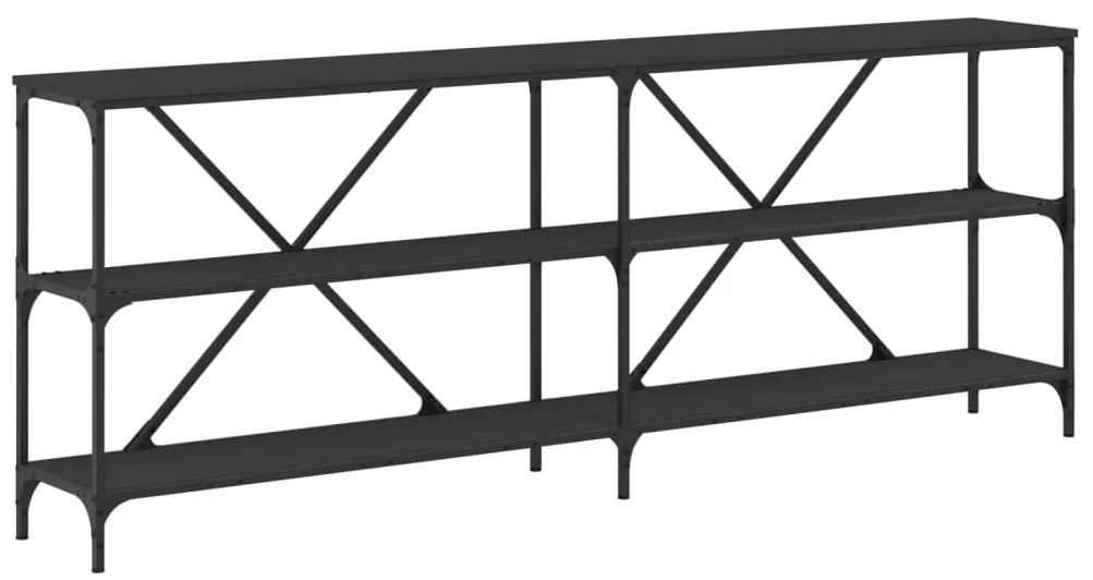 vidaXL Τραπέζι Κονσόλα Μαύρο 200 x 30 x 75 εκ. Επεξεργ. Ξύλο/Σίδηρος