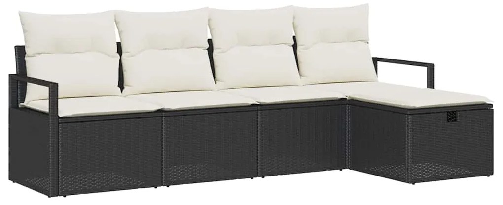 vidaXL Σετ Καναπέ Κήπου 5 pcs Μαύρο και κρεμ 230 x 117 x 85 εκ.