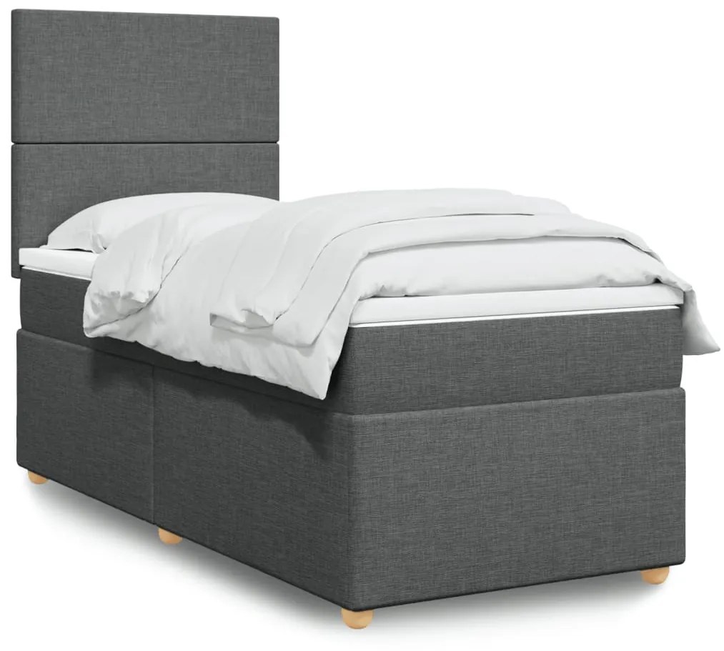 vidaXL Κρεβάτι Boxspring με Στρώμα Σκούρο Γκρι 80x200 εκ. Υφασμάτινο