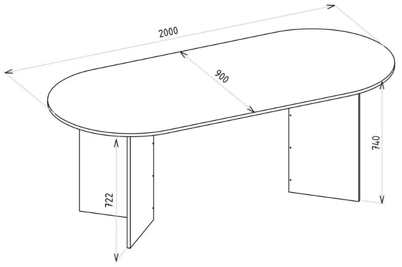Τραπέζι Cortado Megapap χρώμα sencron black 200x90x74εκ.
