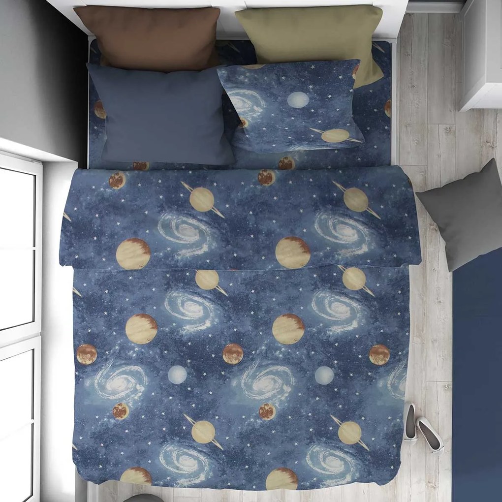 Παπλωματοθήκη Μονή (160x240) Dimcol Milky Way 185 Blue