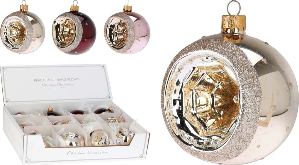 JK Home Décor - Μπάλα Χριστουγέννων Royal από Γυαλί 8cm 3Σχδ