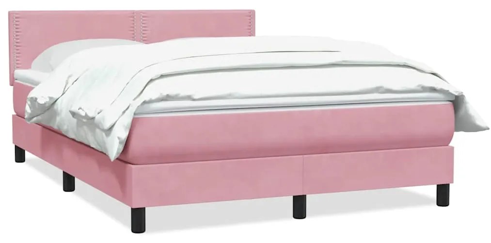 vidaXL Κρεβάτι Boxspring με Στρώμα Ροζ 160x210 εκ. Βελούδινο