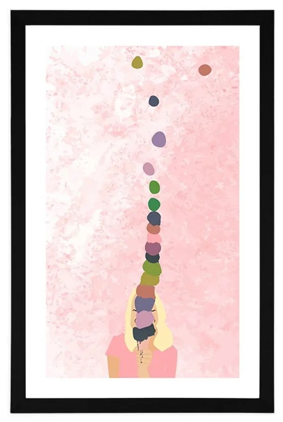 Αφίσα με παρπαστού Κορίτσι με παγωτό - 60x90 black