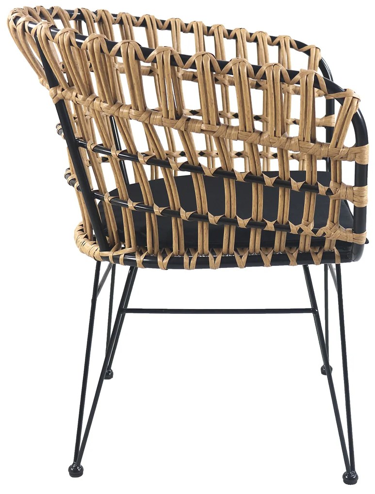 Καρέκλα Κήπου ArteLibre AULIUS Φυσικό/Μαύρο Μέταλλο/Rattan 57x60x78.5cm