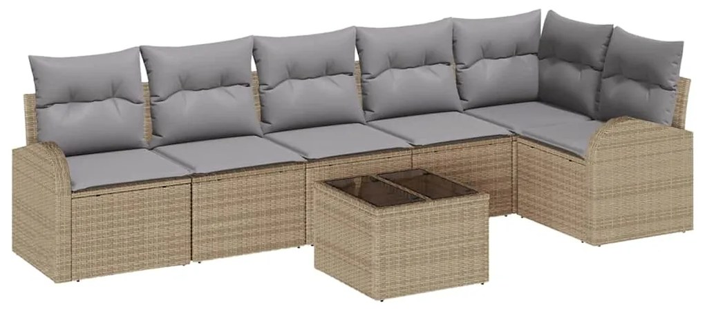 vidaXL Σετ Καναπέ Κήπου 7 pcs Μπεζ, ανοιχτό γκρι Πολυ ράταν