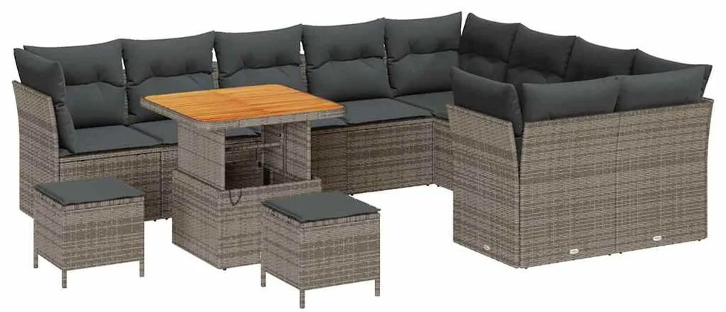 vidaXL Σετ Καναπέ Κήπου 12 pcs Γκρι συνθετικό ρατάν