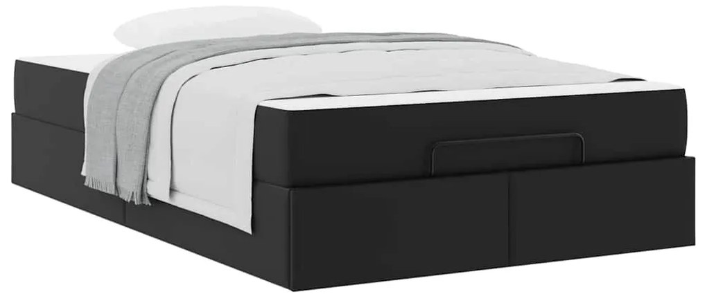 vidaXL Σκελετός κρεβατιού με στρώμα με στρώμα 2 pcs Μαύρο PVC