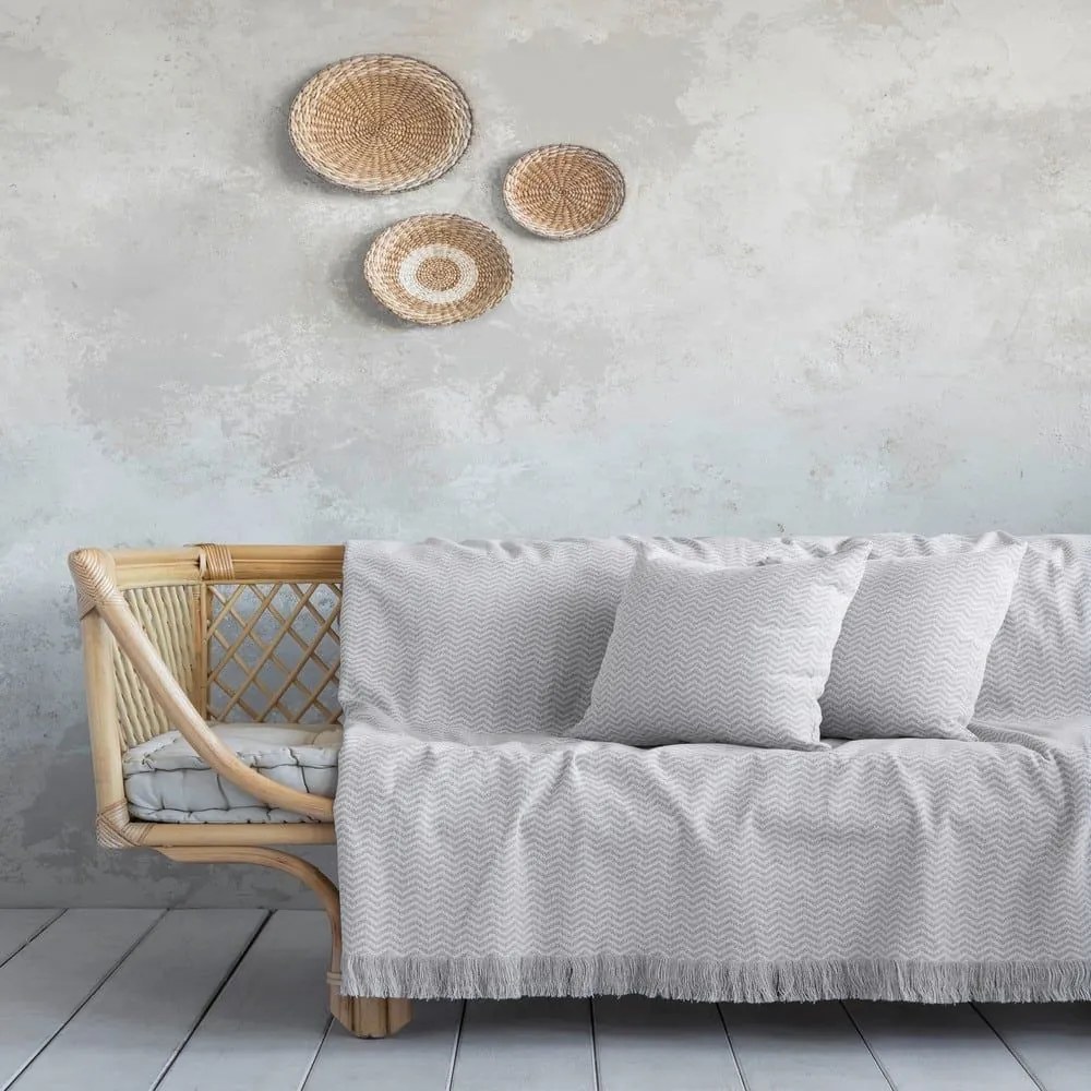 Ριχτάρι Wavy Grey Nima Τριθέσιο 180x300cm Βαμβάκι-Πολυέστερ