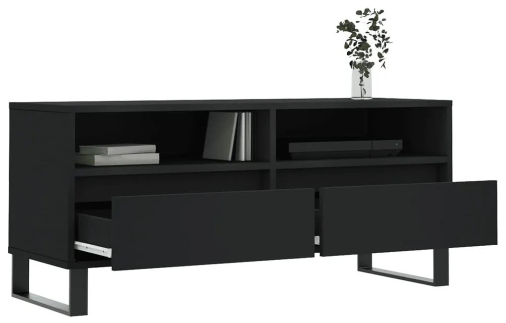 vidaXL Έπιπλο Τηλεόρασης Μαύρο 100x34,5x44,5 εκ. Επεξεργ. Ξύλο