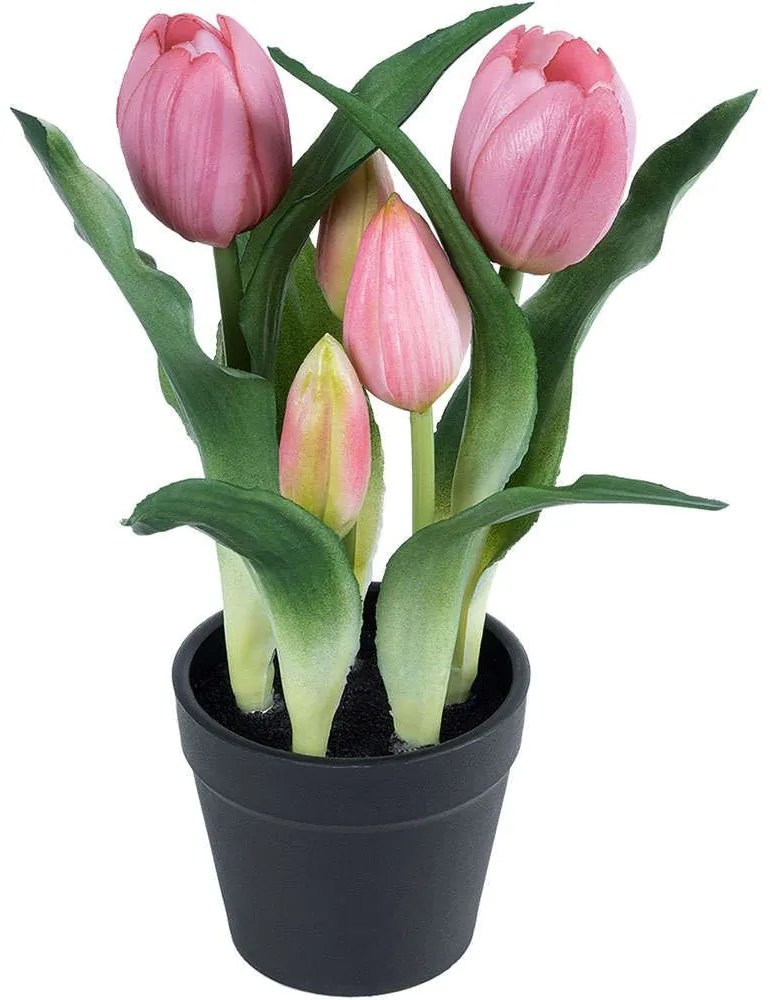 Τεχνητό Φυτό Tulip 21092 Φ22x23cm Pink GloboStar Πολυαιθυλένιο