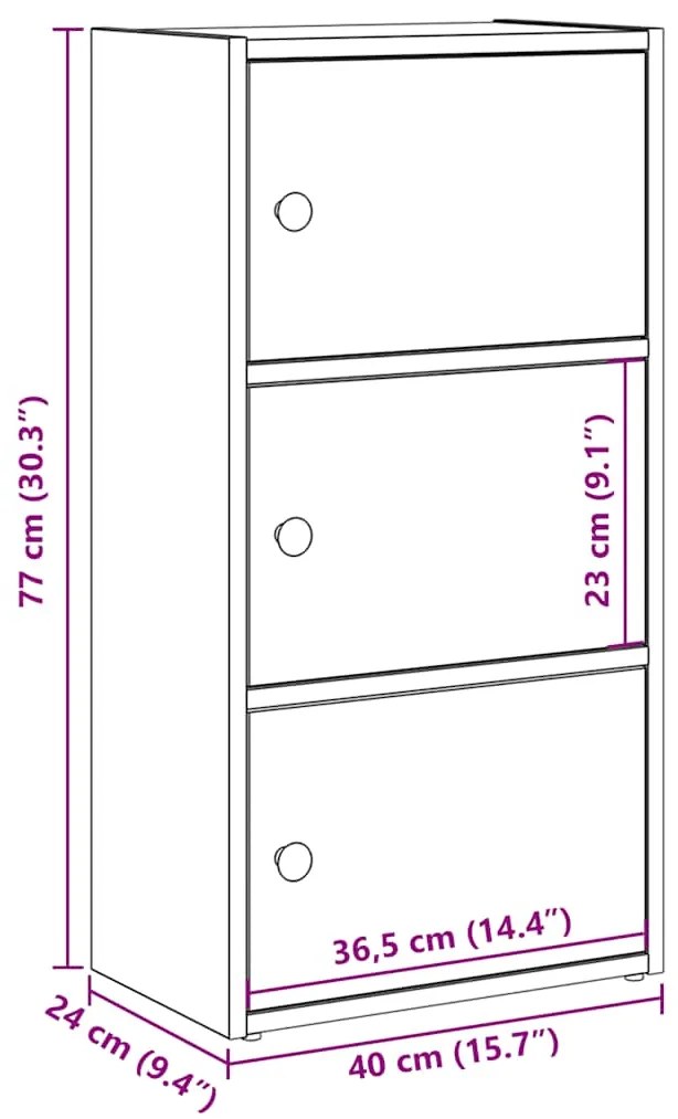 Βιβλιοθήκη Αρτισιανή Δρυς 40x24x77 εκ. Επεξ. Ξύλο - Καφέ