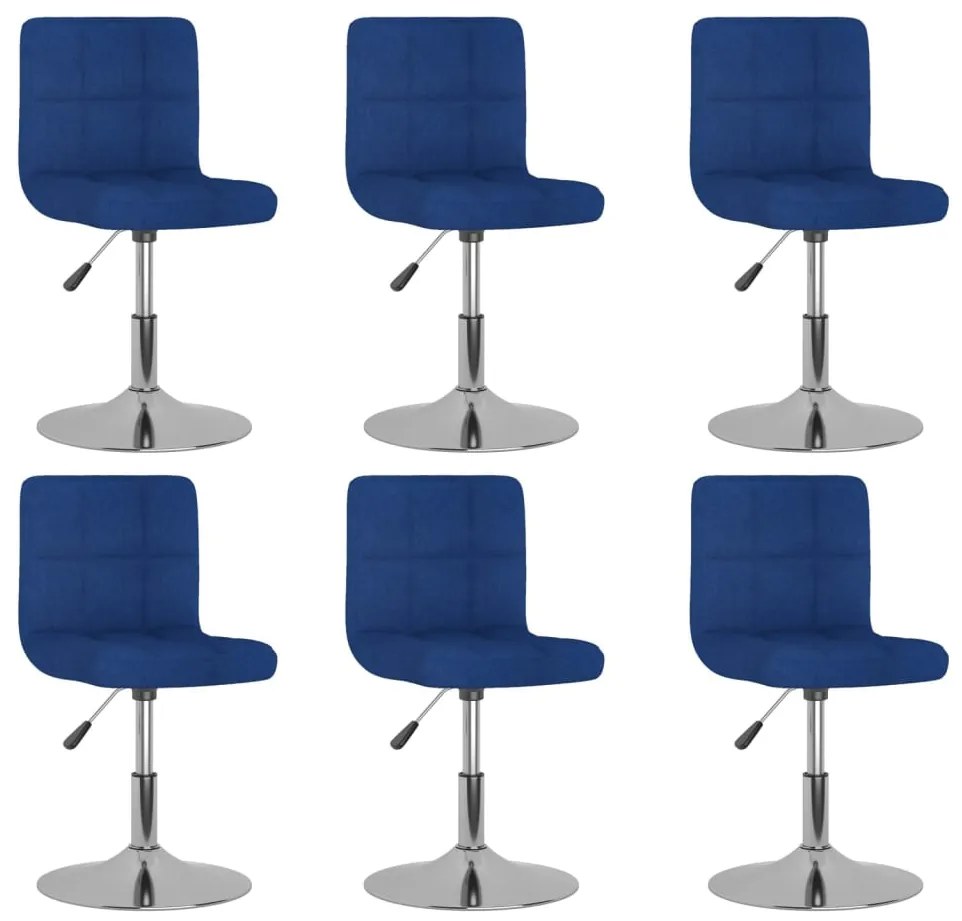 vidaXL Καρέκλες Τραπεζαρίας Περιστρεφόμενες 6 τεμ. Μπλε Υφασμάτινες