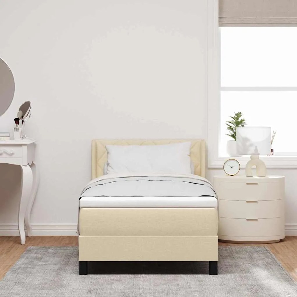 vidaXL Κρεβάτι box spring με στρώμα με στρώμα Κρεμ 90 x 200 cm