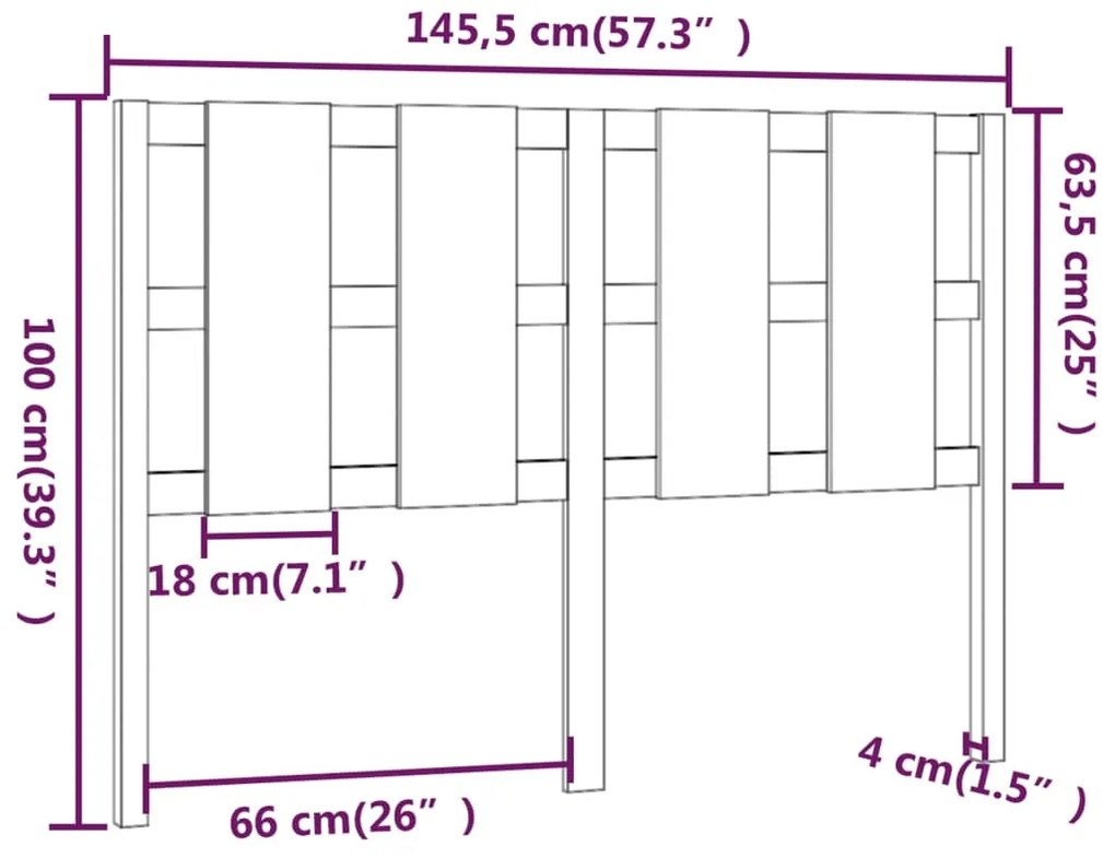 vidaXL Κεφαλάρι Κρεβατιού Λευκό 145,5x4x100 εκ. από Μασίφ Ξύλο Πεύκου